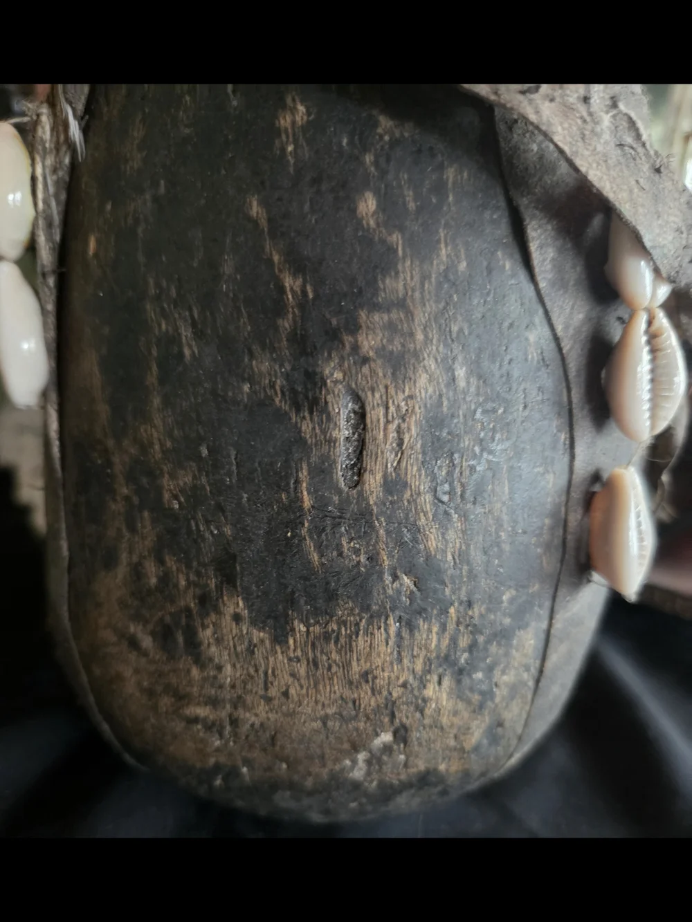 African Tribal Handmade Wood Water Milk Vessel Beaded With Cowrie Shell